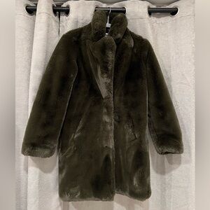 Apparis Olive Green Faux Fur Coat